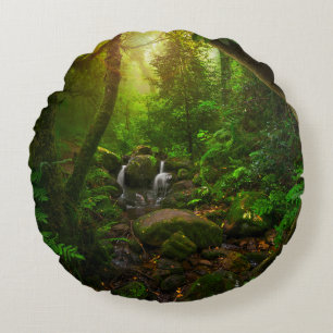 Coussins Ronds jungle tropicale asiatique, sol, amazone, asie