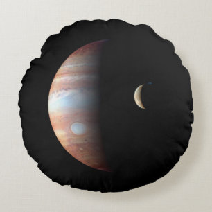 Coussins Ronds Jupiter Géant Gaz Planète & Io Galilée Lune
