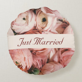 Coussins Ronds Juste marié, Roses roses roses, l'amour est dans l