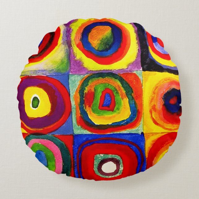 Coussins Ronds Kandinsky Farbstudie Cercles Carré Quadrate Art (Devant)
