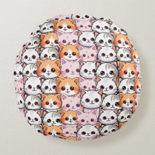 Coussins Ronds Kawaii Chat félin Kitten visage animal de compagni