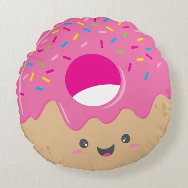 Coussins Ronds KAWAII DONUT DÉLIGHT audacieuses arroses douces co (Devant)