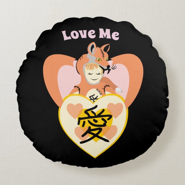 Coussins Ronds Kawaii Foxy Cosplay Love Heart (Devant)