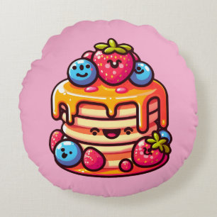 Coussins Ronds Kawaii Pancake Petit-déjeuner Cuisine Conception d