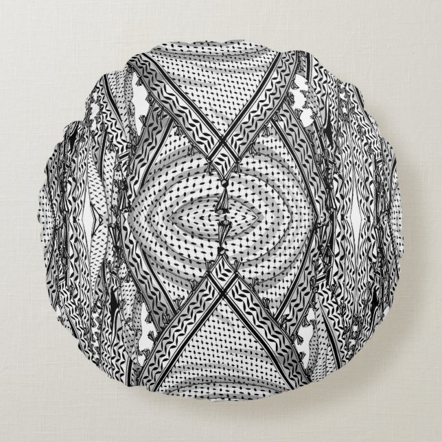 Coussins Ronds Keffiyeh Écharpe palestinienne tissu traditionnel (Devant)