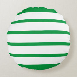Coussins Ronds Kelly Green et White Minimal Large Stripes Office