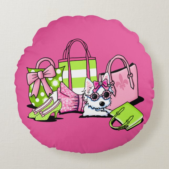 Coussins Ronds KiniArt Olivia Girlie Things Westie (Devant)