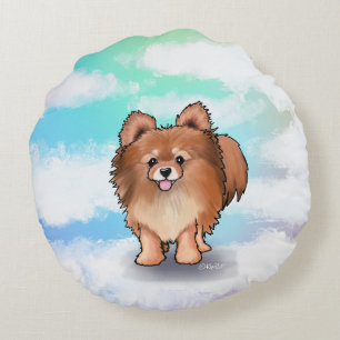 Coussins Ronds KiniArt Pomeranian câlinable 