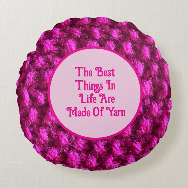 Coussins Ronds Knit Crochet rose Motif Crafty Love Fil (Devant)