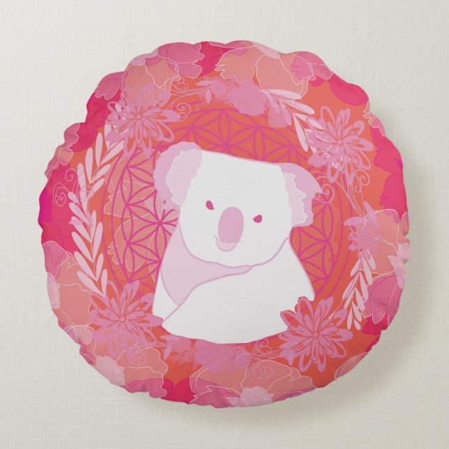 Coussins Ronds Koala Flower of life (Devant)