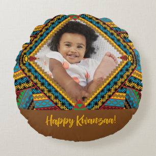 Coussins Ronds Kwanzaa Patter Diamond Couleur Lumineuse Personnal