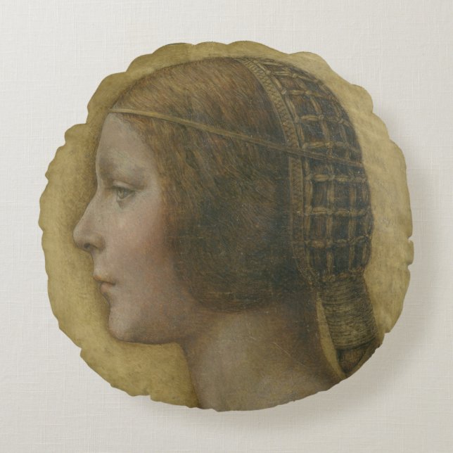 Coussins Ronds La Belle Princesse (par Léonard de Vinci) (Devant)