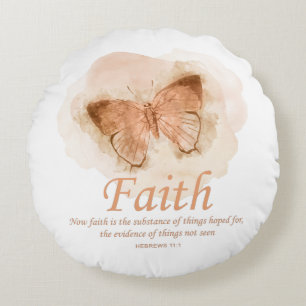 Coussins Ronds La Bible chrétienne des femmes Verse Papillon :Foi