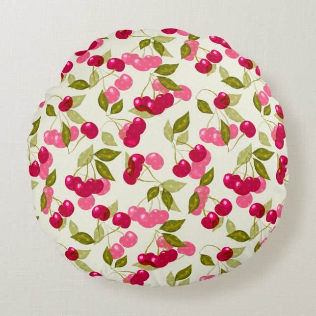 Coussins Ronds La cerise rouge . lancer l'oreiller (Devant)