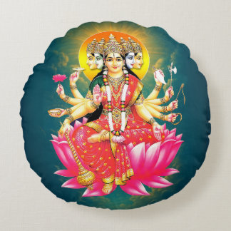 Coussins Ronds La déesse hindou Gayatri Devi