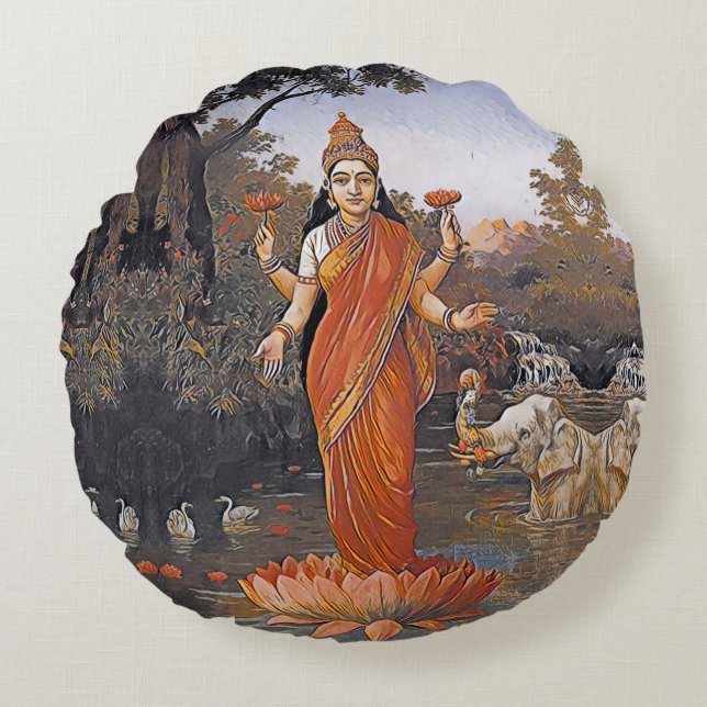Coussins Ronds La déesse LAKSHMI - même de grandes images - (Devant)