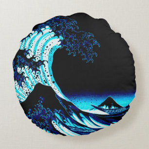 Coussins Ronds La Grande Vague Deep Blue