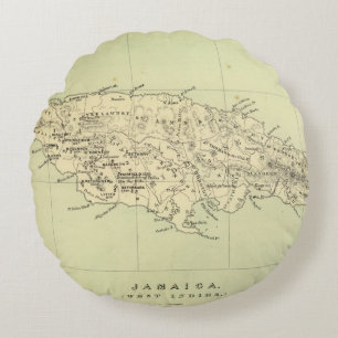 Coussins Ronds La Jamaïque a lithographié la carte