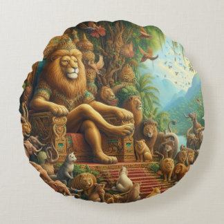 Coussins Ronds 🦁 La Majesté ardente de l'expressionnisme Abstrai