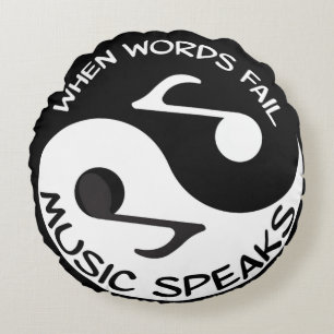 Coussins Ronds La musique parle Ying et Yang Throw Pillow
