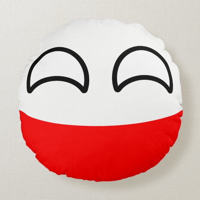 Coussins Ronds La Pologne Geeky tendante drôle Countryball (Devant)