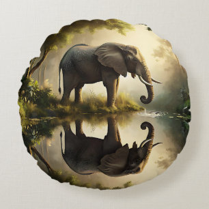 Coussins Ronds La réflexion d'un éléphant