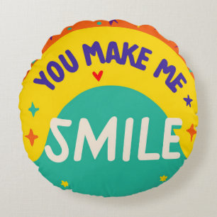 Coussins Ronds La Saint-Valentin cite "Tu me fais sourire"