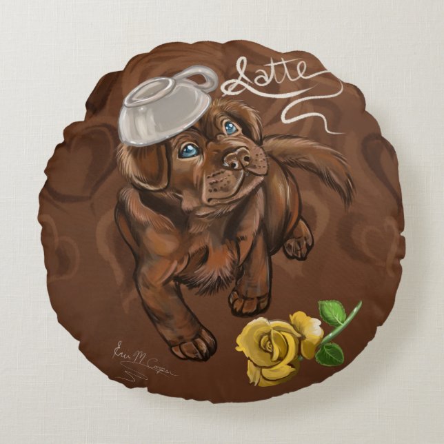 Coussins Ronds Laboratoire en latte de chocolat (Devant)