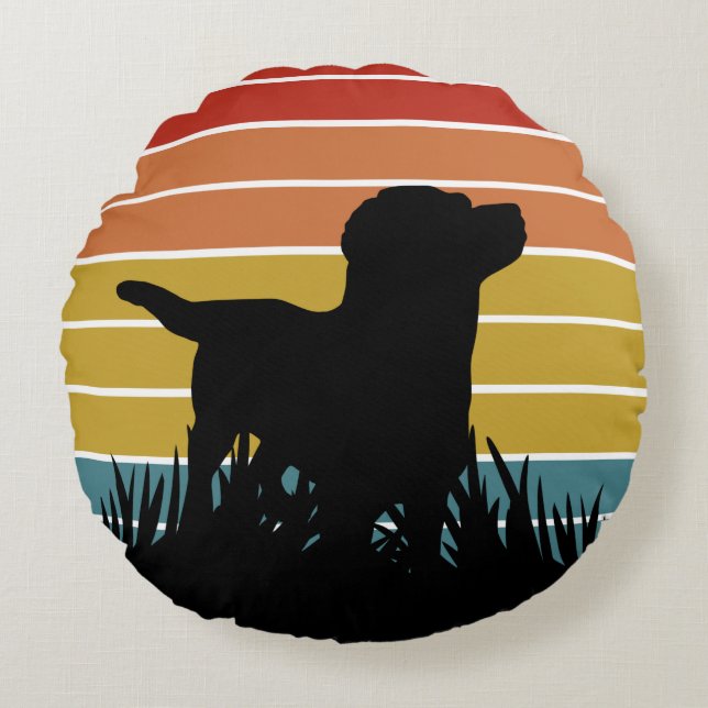 Coussins Ronds Labrador Retro Sunset (Devant)