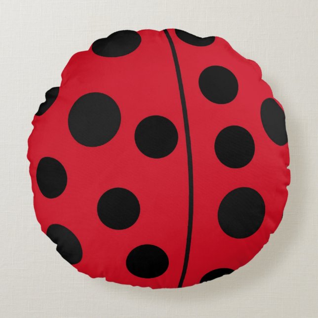 Coussins Ronds Lady Bug Red et Black Design (Devant)