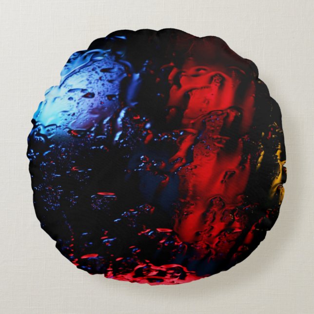 Coussins Ronds Lampe LED rouge et bleue (Devant)