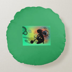 Coussins Ronds Lance vert oreiller avec design vert & noir.