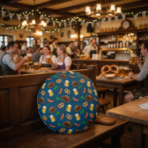 Coussins Ronds Lancer de motif de bière, de bretzel et de sauciss
