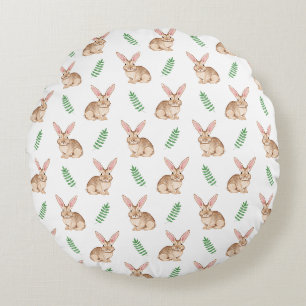 Coussins Ronds Lapin à l'aquarelle pour la nurserie ou Pâques