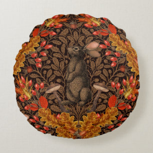 Coussins Ronds Lapin d'automne sur brun