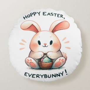 Coussins Ronds Lapin de Pâques Joyeuses Pâques, à tout le monde !