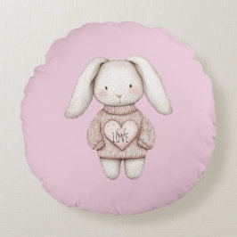 Coussins Ronds Lapin Mignon Rose Doux Veste Rose Coeur