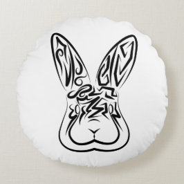 Coussins Ronds Lapin tribal noir et blanc