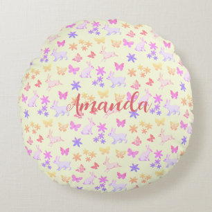 Coussins Ronds Lapins et papillons