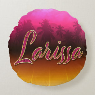 Coussins Ronds Larissa prénom nom oreiller rose doré