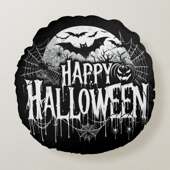 Coussins Ronds L'art d'Halloween vintage (Devant)
