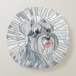 Coussins Ronds L'art mosaïque de Schnauzer miniature