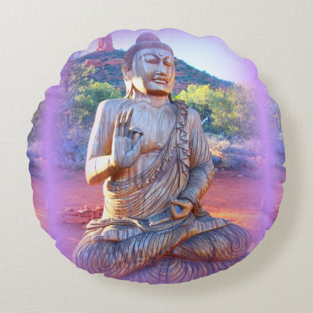 Coussins Ronds lavande aura buddha (Devant)