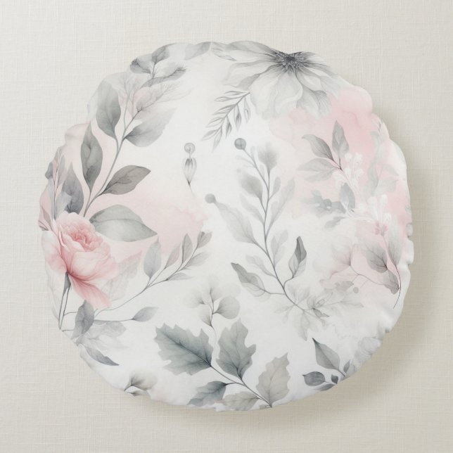 Coussins Ronds Laver floral rose doux (Devant)