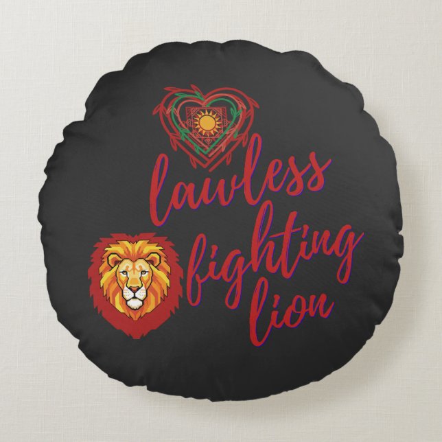 Coussins Ronds Lawless fighting lion (Devant)