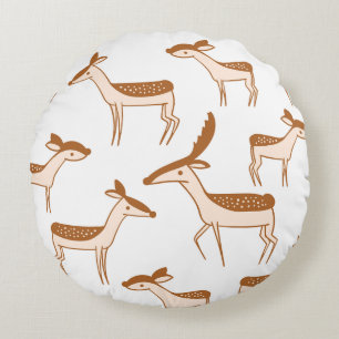Coussins Ronds Le cerf joue dans la neige