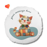 Le Chat Heureux Patchwork Coloré Unique