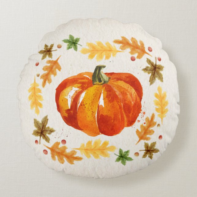 Coussins Ronds Le citrouille de thanksgiving laisse des (Devant)