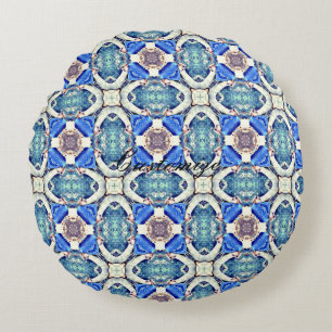 Coussins Ronds Le coeur de mandala bleu motif Thunder_Cove