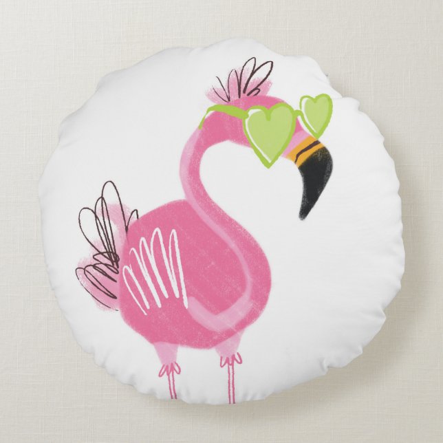 Coussins Ronds Le Flamant rose d'Hollywood (Dos)